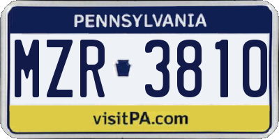 PA license plate MZR3810