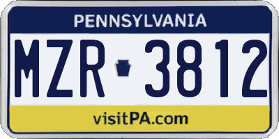 PA license plate MZR3812