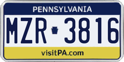 PA license plate MZR3816