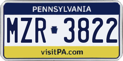 PA license plate MZR3822