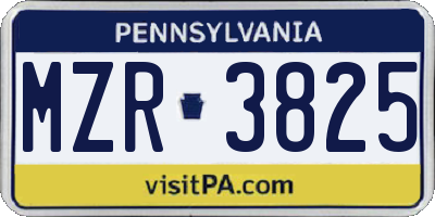 PA license plate MZR3825