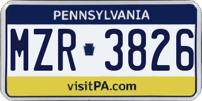 PA license plate MZR3826