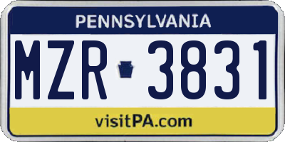 PA license plate MZR3831