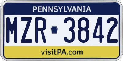 PA license plate MZR3842