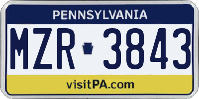 PA license plate MZR3843