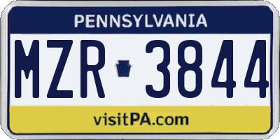 PA license plate MZR3844