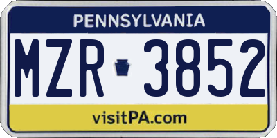 PA license plate MZR3852