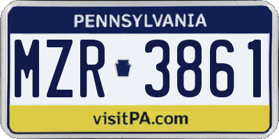 PA license plate MZR3861
