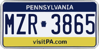 PA license plate MZR3865