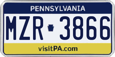 PA license plate MZR3866