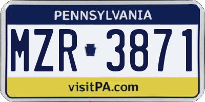 PA license plate MZR3871