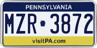 PA license plate MZR3872