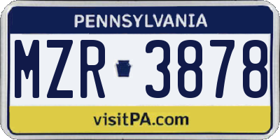 PA license plate MZR3878