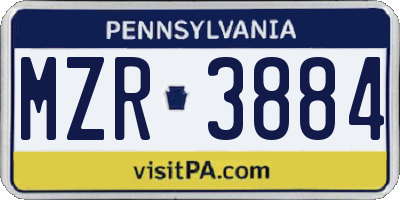 PA license plate MZR3884
