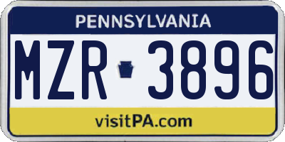 PA license plate MZR3896
