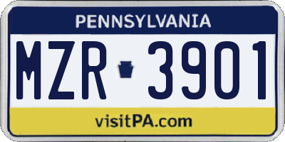 PA license plate MZR3901