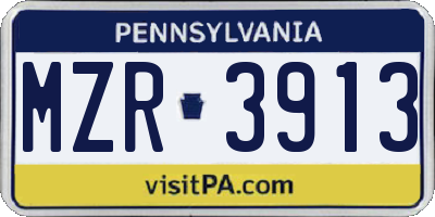 PA license plate MZR3913