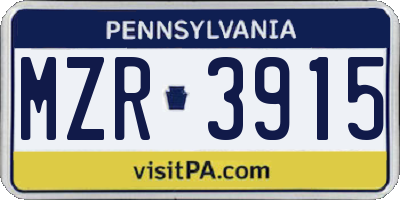 PA license plate MZR3915