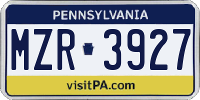 PA license plate MZR3927