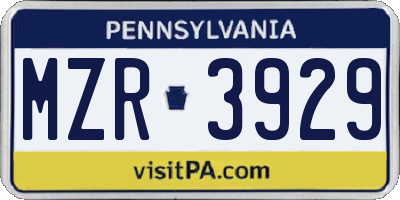 PA license plate MZR3929