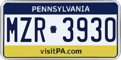 PA license plate MZR3930