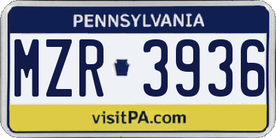 PA license plate MZR3936