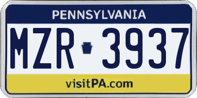 PA license plate MZR3937