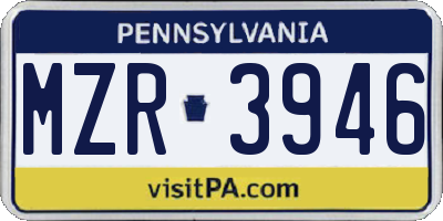 PA license plate MZR3946