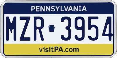 PA license plate MZR3954