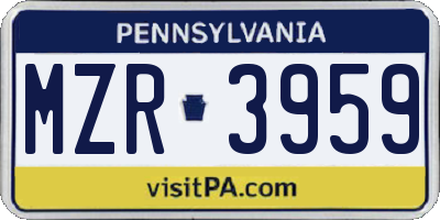 PA license plate MZR3959