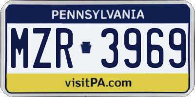 PA license plate MZR3969