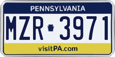 PA license plate MZR3971