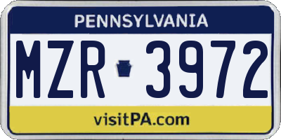 PA license plate MZR3972