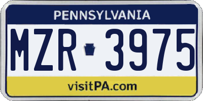 PA license plate MZR3975