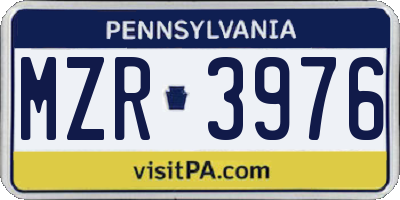 PA license plate MZR3976