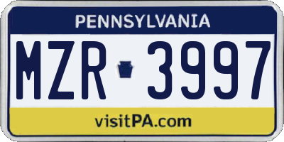 PA license plate MZR3997