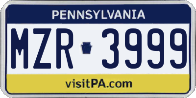PA license plate MZR3999