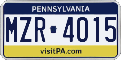 PA license plate MZR4015