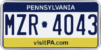 PA license plate MZR4043