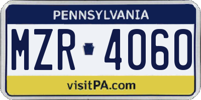 PA license plate MZR4060