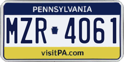 PA license plate MZR4061