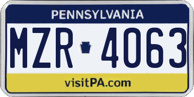 PA license plate MZR4063