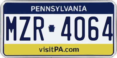 PA license plate MZR4064
