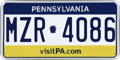 PA license plate MZR4086