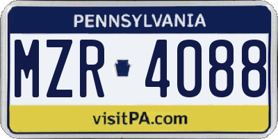 PA license plate MZR4088