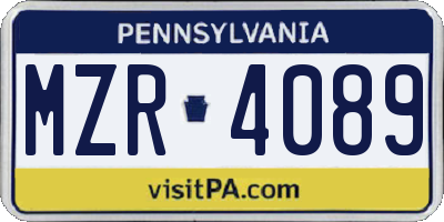 PA license plate MZR4089