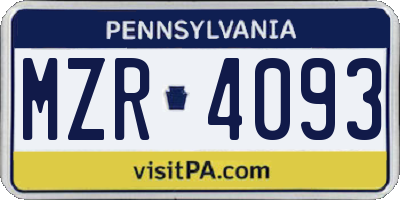 PA license plate MZR4093