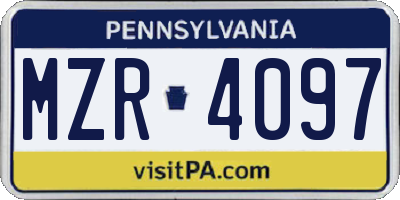 PA license plate MZR4097