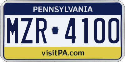 PA license plate MZR4100