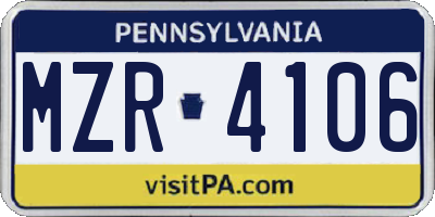 PA license plate MZR4106